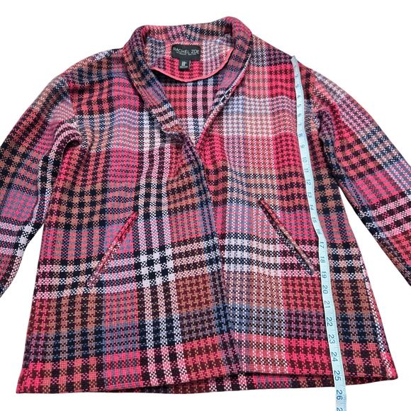 Rachel Zoe Plaid Tweed Wool Blend One Button Unlined Coat medium Oversized - Picture 4 of 8